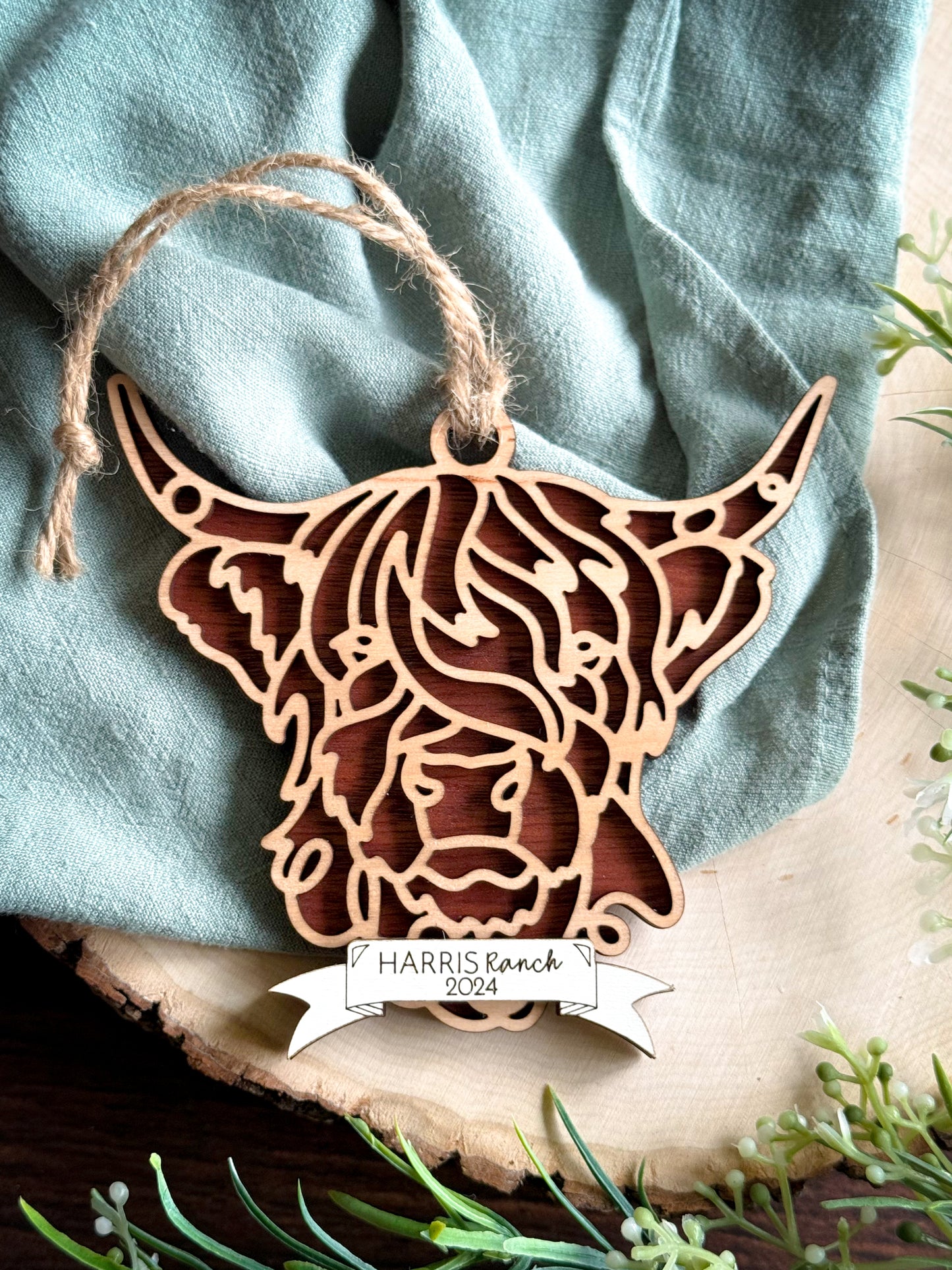 Farm Animal Line Art Ornament