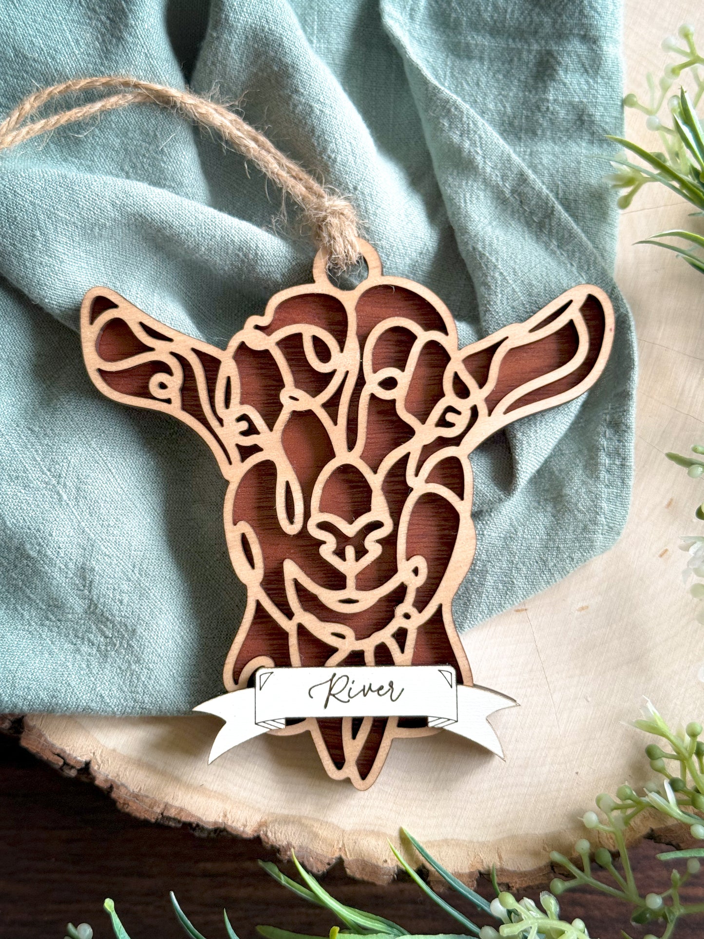 Farm Animal Line Art Ornament