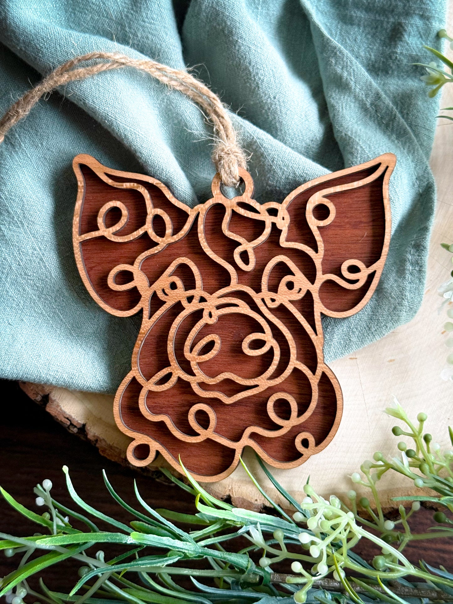 Farm Animal Line Art Ornament