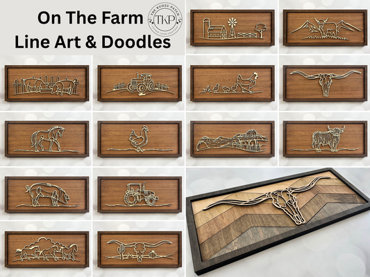 On The Farm Doodle & Line Art Sign